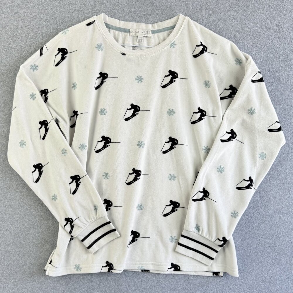 P.J. Salvage Women's Ski‑Print Marshmallow Lounge Top – Size S